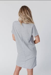 Image 2 of On The Daily Oversized Slit Tee Dress- Heather Grey