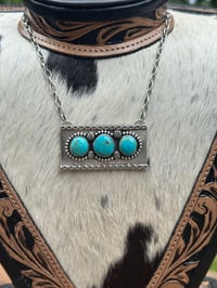 Image 1 of Large 3 Stone Kingman Bar Necklace 
