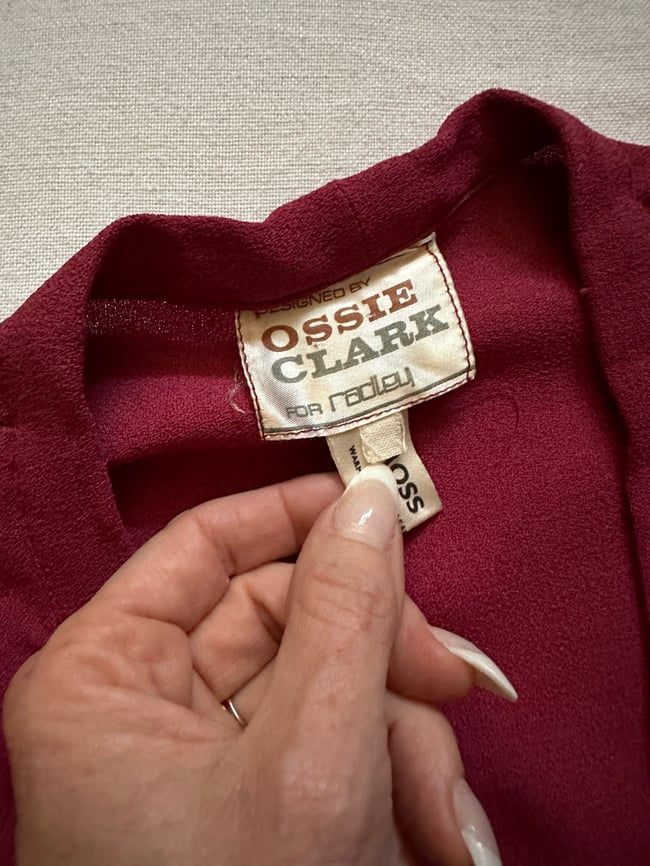 late 60s Ossie Clark moss crepe tie blouse