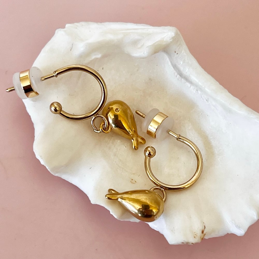 Image of Cute puffy fish Half Hoops 