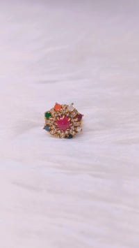 Image 4 of ADR45011_ Nawaratna Gold Plated American Diamond Adjustable Ring