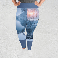 Image 2 of All-Over Print Plus Size Leggings (Winter Forest)