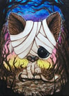 Mummy Cat Halloween Monster Collection Art Print