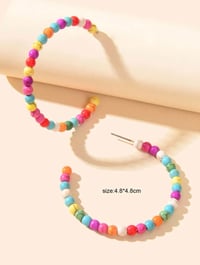 Image 2 of Beaded Stone Cuff Hoop Earrings