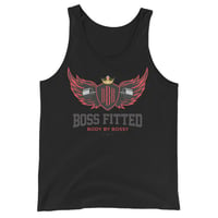 Image 1 of Red and Black Logo Unisex Tank Top