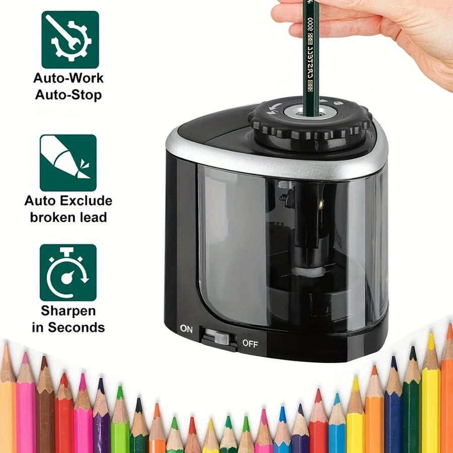 Image of Electric Sharpener Assembly Desktop Automatic Pencil Sharpener Suitable To Pencils (6-8mm) for Stude