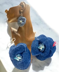 Image 1 of Denim Flower Earrings 
