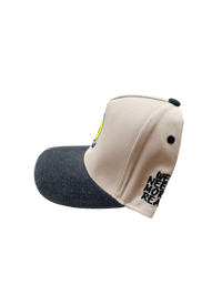 Image 2 of black denim and cream SnapBack 