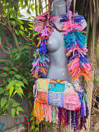 Image 13 of FRILL body cross Sari bag with ruffle -large detachable strap- Hamsa Hand 1