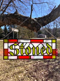 Image 1 of Stoned Stained Glass Sign