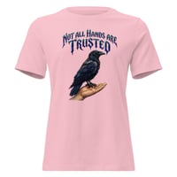 Image 1 of Women's Relaxed T-Trust Your Instincts Raven Graphic Tee – Bold Gothic Raven & Hand Design