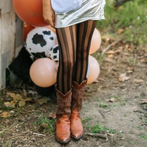 Image of Black Striped Sheer Tights 