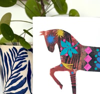 Image 4 of Clementine , a multi coloured monoprinted horse with collage elements 