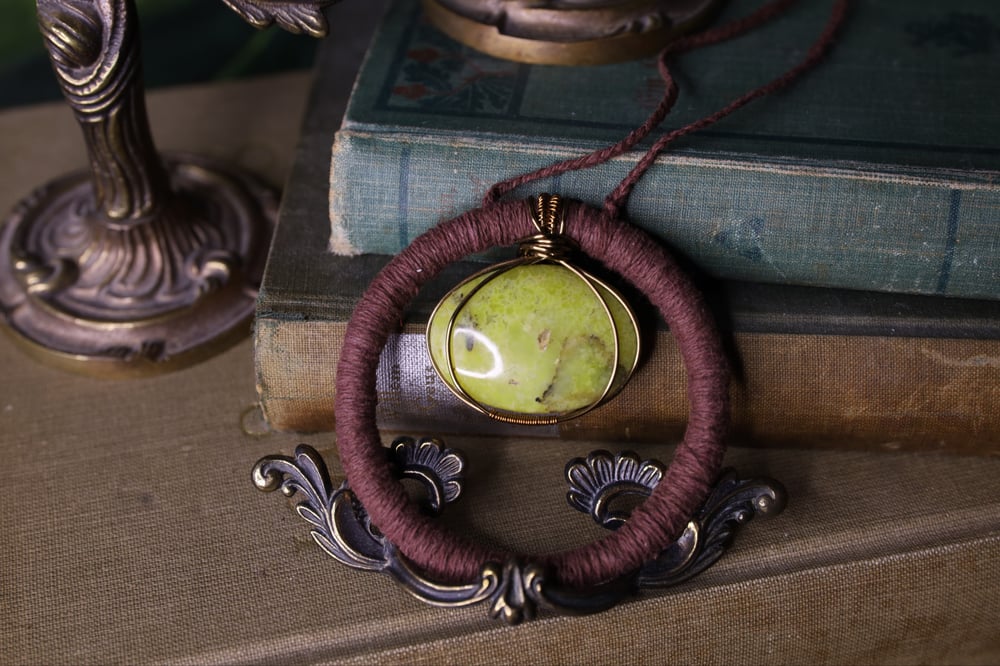 Image of Brown pistachio opal necklace