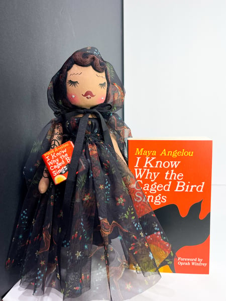 Image of Read More Hate Less Small Art Doll I Know Why the Caged Bird Sings