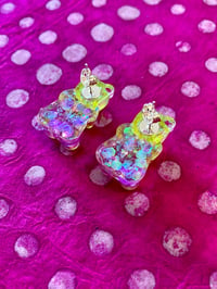 Image 3 of Galaxy Resin Gummy Bear Stud Earrings