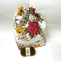 Image 1 of Extra Large Poppy & Roses Barkcloth Project Bag