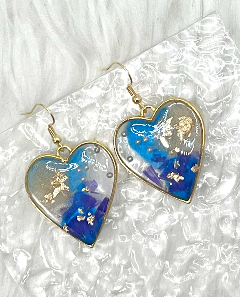 Image of BLUE OCEAN FLORAL DANGLES