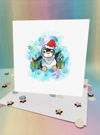 Chibi Christmas Penguin Greetings Card