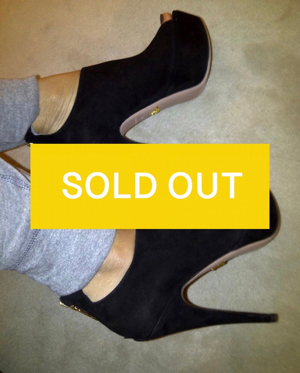 Image of PRADA PLATFORM SUEDE PEEP-TOE PUMPS (SIZE 39)