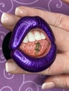 PHONE GRIP - Chrome Purple Lips With Sagittarius Zodiac