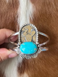 Image 4 of Sterling Silver Nopales Turquoise Cuff