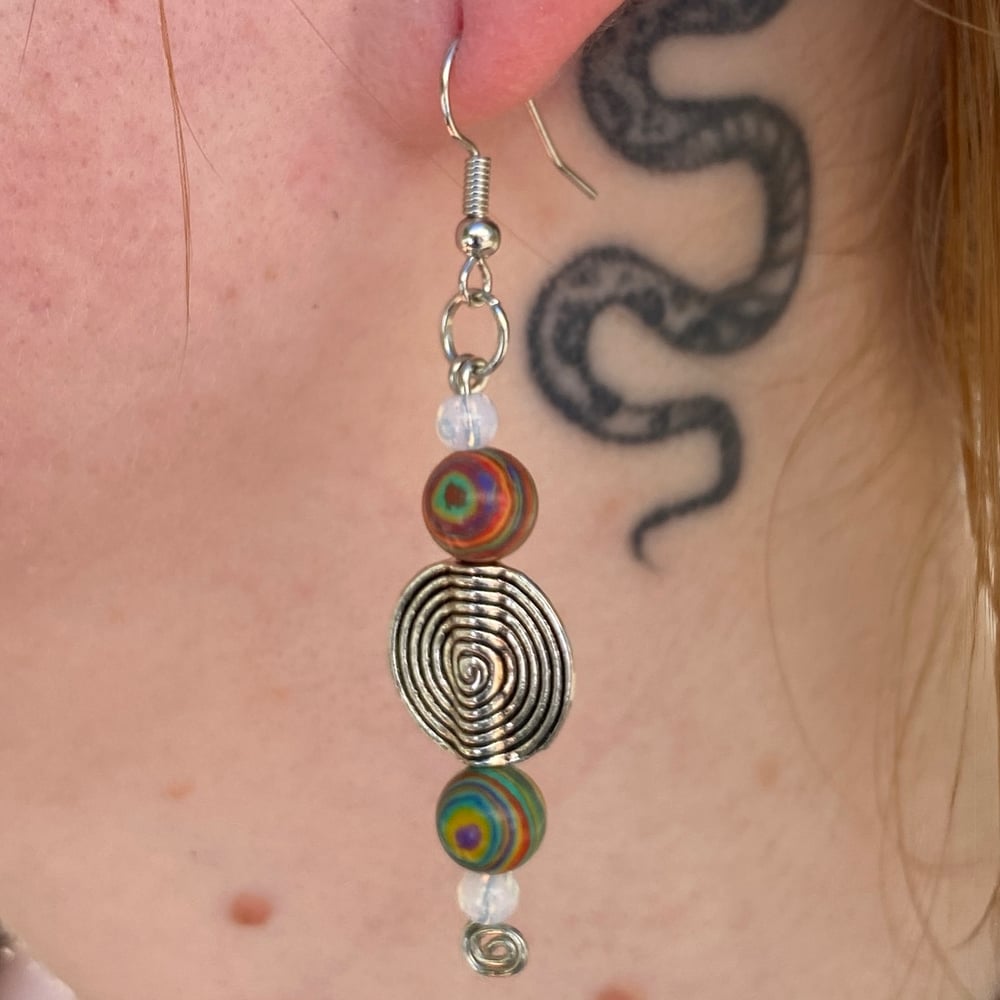 Image of psychedelic swirl earrings 