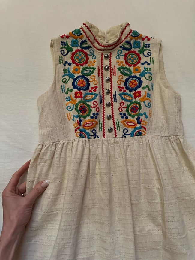 late 60s cotton muslin embroidered mini dress