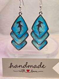 Image 2 of Handcrafted Resin Hammerhead Shark Earrings 