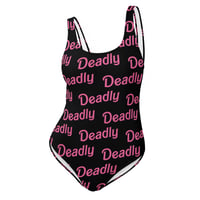 Image 1 of One-Piece Swimsuit "Deadly Barbz" (Black)