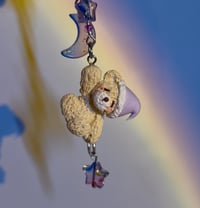Image 2 of Luna Bear Celestial Keychain - Hand-Sculpted Polymer Clay Teddy with Moon & Stars