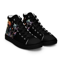 Image 9 of Beautiful Neon Watercolor Mushroom Mycology Women’s high top canvas shoes