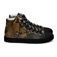 Image 14 of Tattered Look Goth Inspired Black, Gray and Gold Women’s high top canvas shoes