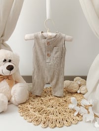 Image 1 of Newborn boy bodysuit for photoshoot | Jeremy | neutral beige | striped fabric