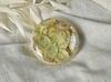 Droplet Brooch - Green Hydrangea & Gold