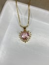 Pink Princesa Heart Pendent Necklace 