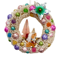 Playful Retro Deer Wreath