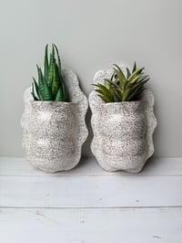 Image 2 of Wavy White Speckle Wall Pocket - Set of 2