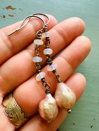 Image 4 of baroque pearl and opal earrings