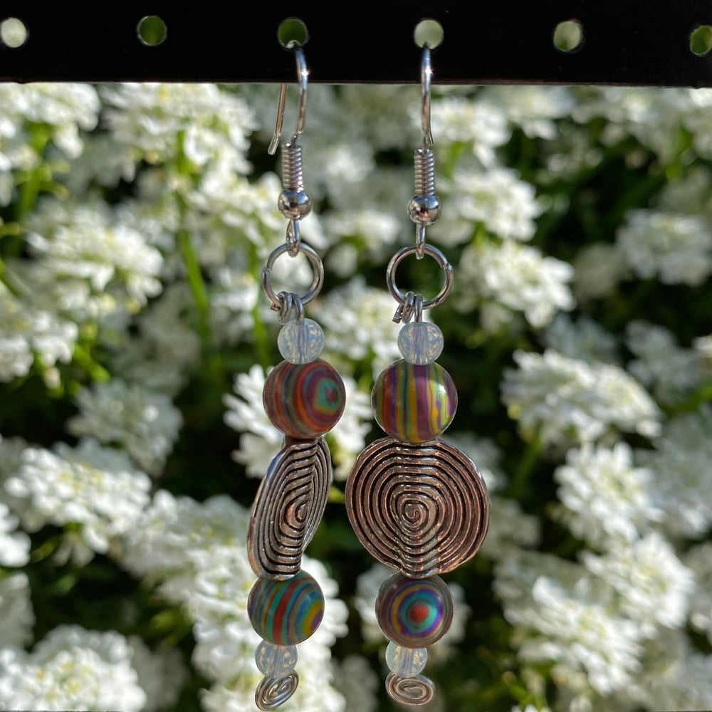 Image of psychedelic swirl earrings 