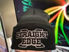 Black West Coast “Straight Edge" Logo Knit Hat With Cuff