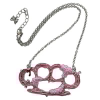 Image 1 of pink zombie brass knuckle necklace 