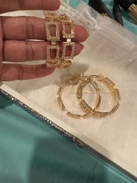 3 square hoop large gold 