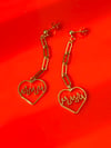 FLAME HEART CHAIN DROP EARRINGS 