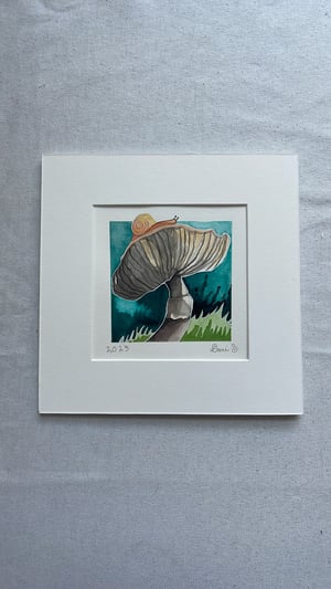 Snail Mushy original painting 8”x8”