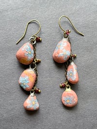Image 1 of Red Pebble cascade earrings