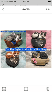 Image 11 of Custom Engraved Handpainted Cat On Pawprint Rock Urn 