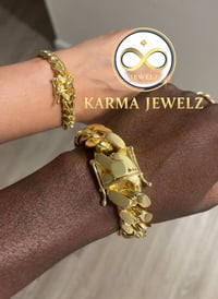 Matching Couple Miami Cuban Bracelet Set | 14K Gold Plated Cuban Link Bracelets |