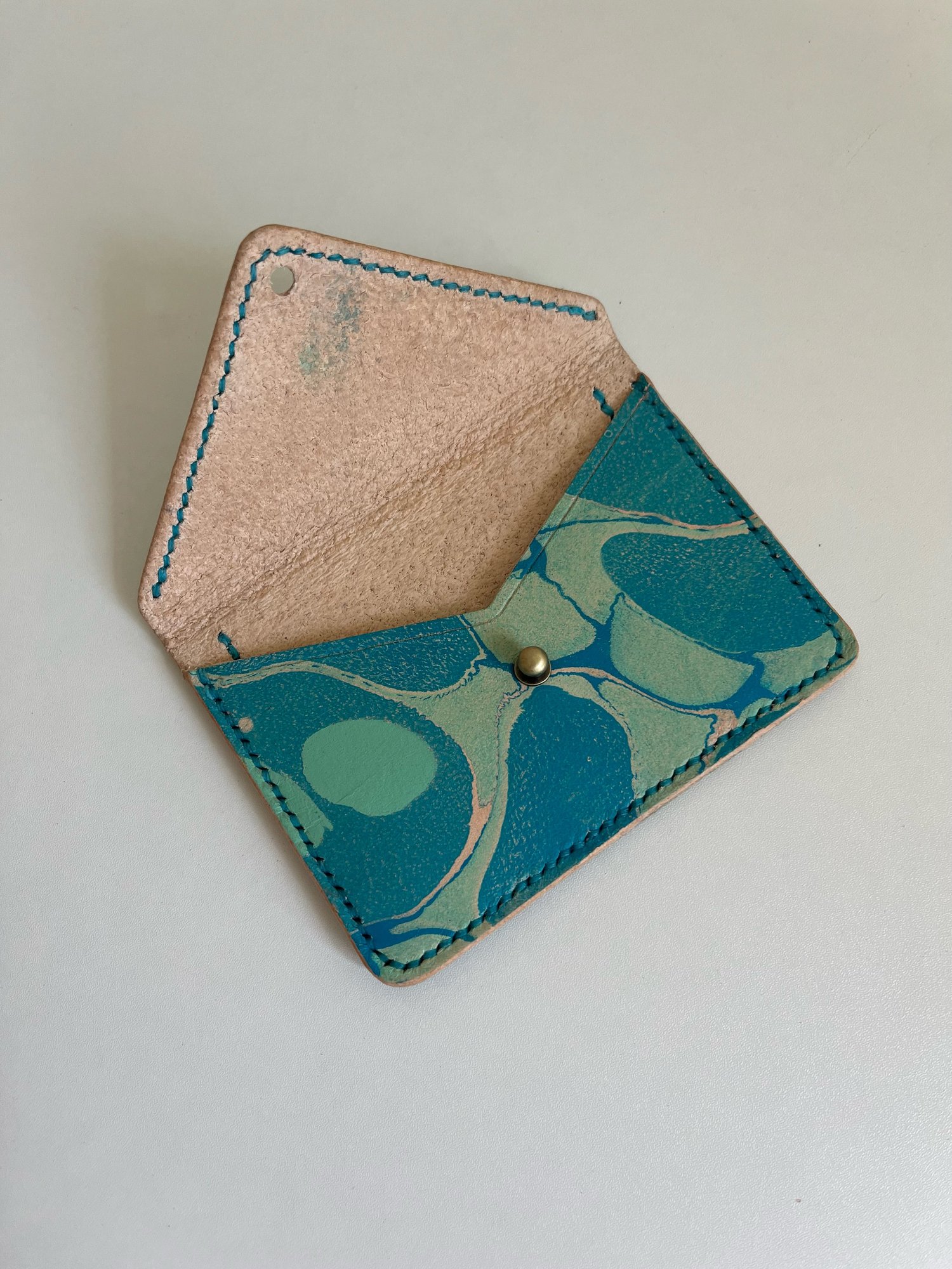 Image of Aqua Marbled Envelope Card Wallet 