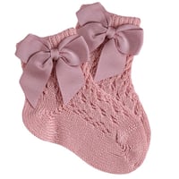 Image 1 of Open knit ankle bow socks 